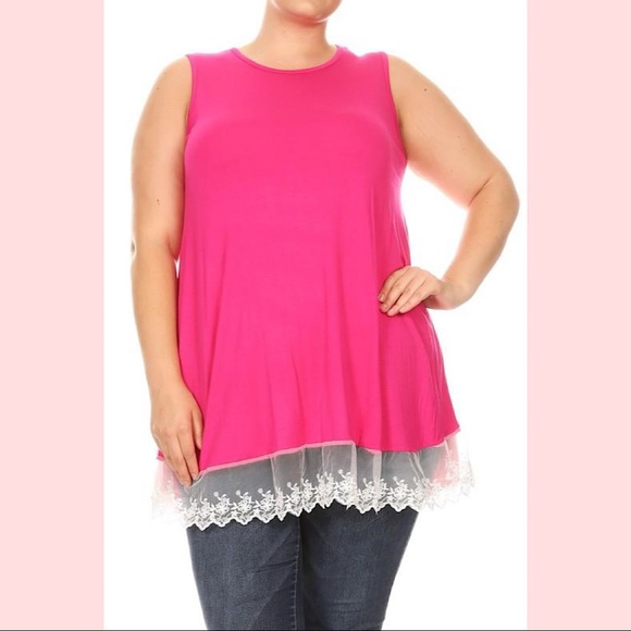 curvy plus Hot Pink sleeveless - Picture 1 of 5